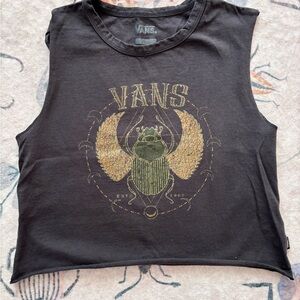 Vans Black Tank with Gold Beetle Design
